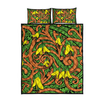 New Zealand Kowhai Flowers Quilt Bed Set Maori Koru Pattern