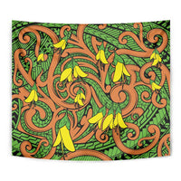 New Zealand Kowhai Flowers Tapestry Maori Koru Pattern