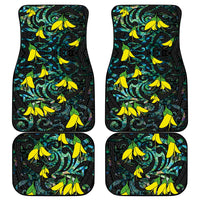New Zealand Kowhai Flowers Car Mats Maori Koru Pattern With Paua Shell Style LT03 - Polynesian Pride
