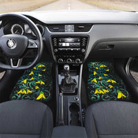 New Zealand Kowhai Flowers Car Mats Maori Koru Pattern With Paua Shell Style LT03 Set 2pcs - Front Black - Polynesian Pride
