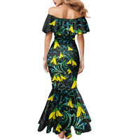 New Zealand Kowhai Flowers Family Matching Mermaid Dress and Hawaiian Shirt Maori Koru Pattern With Paua Shell Style LT03 - Polynesian Pride