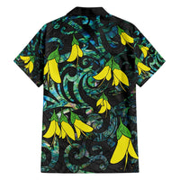 New Zealand Kowhai Flowers Family Matching Off Shoulder Maxi Dress and Hawaiian Shirt Maori Koru Pattern With Paua Shell Style LT03 - Polynesian Pride