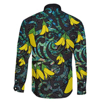 New Zealand Kowhai Flowers Family Matching Off Shoulder Maxi Dress and Hawaiian Shirt Maori Koru Pattern With Paua Shell Style LT03 - Polynesian Pride