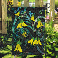 New Zealand Kowhai Flowers Garden Flag Maori Koru Pattern With Paua Shell Style