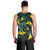 New Zealand Kowhai Flowers Men Tank Top Maori Koru Pattern With Paua Shell Style