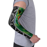 Custom Aotearoa South Africa Rugby Freedom Cup Arm Sleeves Maori Silver Fern Art and Sporty Flag SA - Polynesian Pride