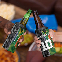 Custom Aotearoa South Africa Rugby Freedom Cup 4 in 1 Can Cooler Tumbler Maori Silver Fern Art and Sporty Flag SA - Polynesian Pride