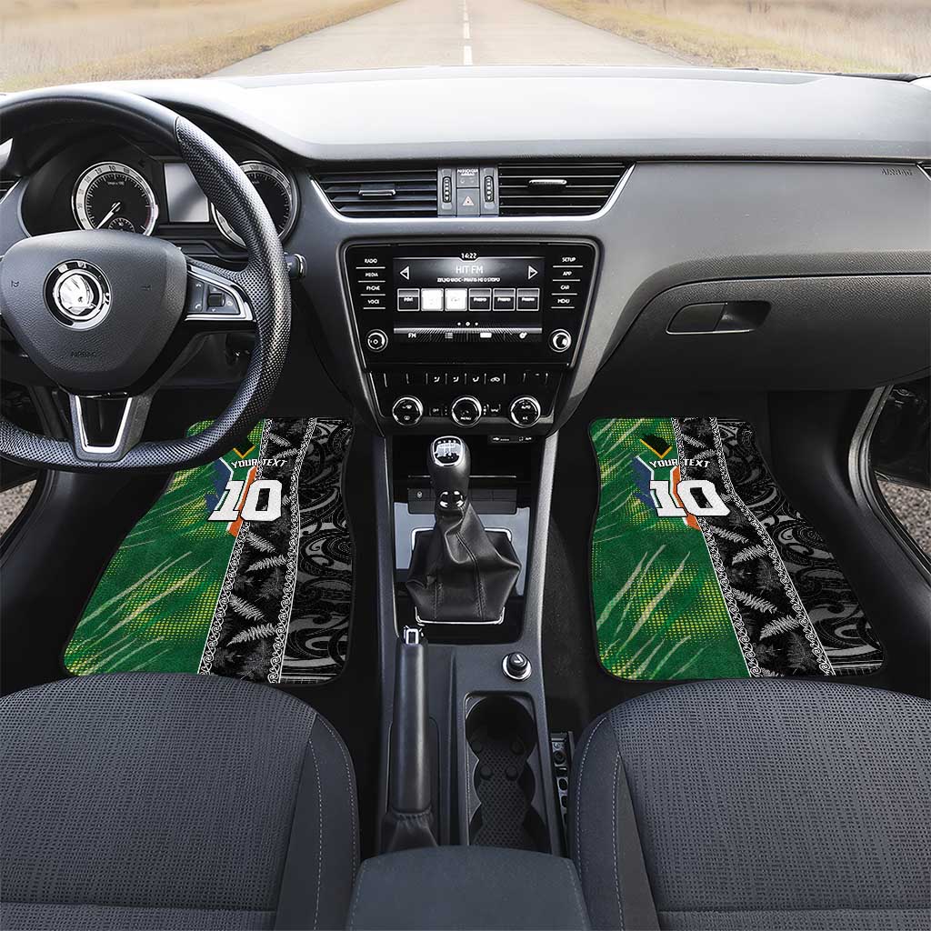 Custom Aotearoa South Africa Rugby Freedom Cup Car Mats Maori Silver Fern Art and Sporty Flag SA - Polynesian Pride