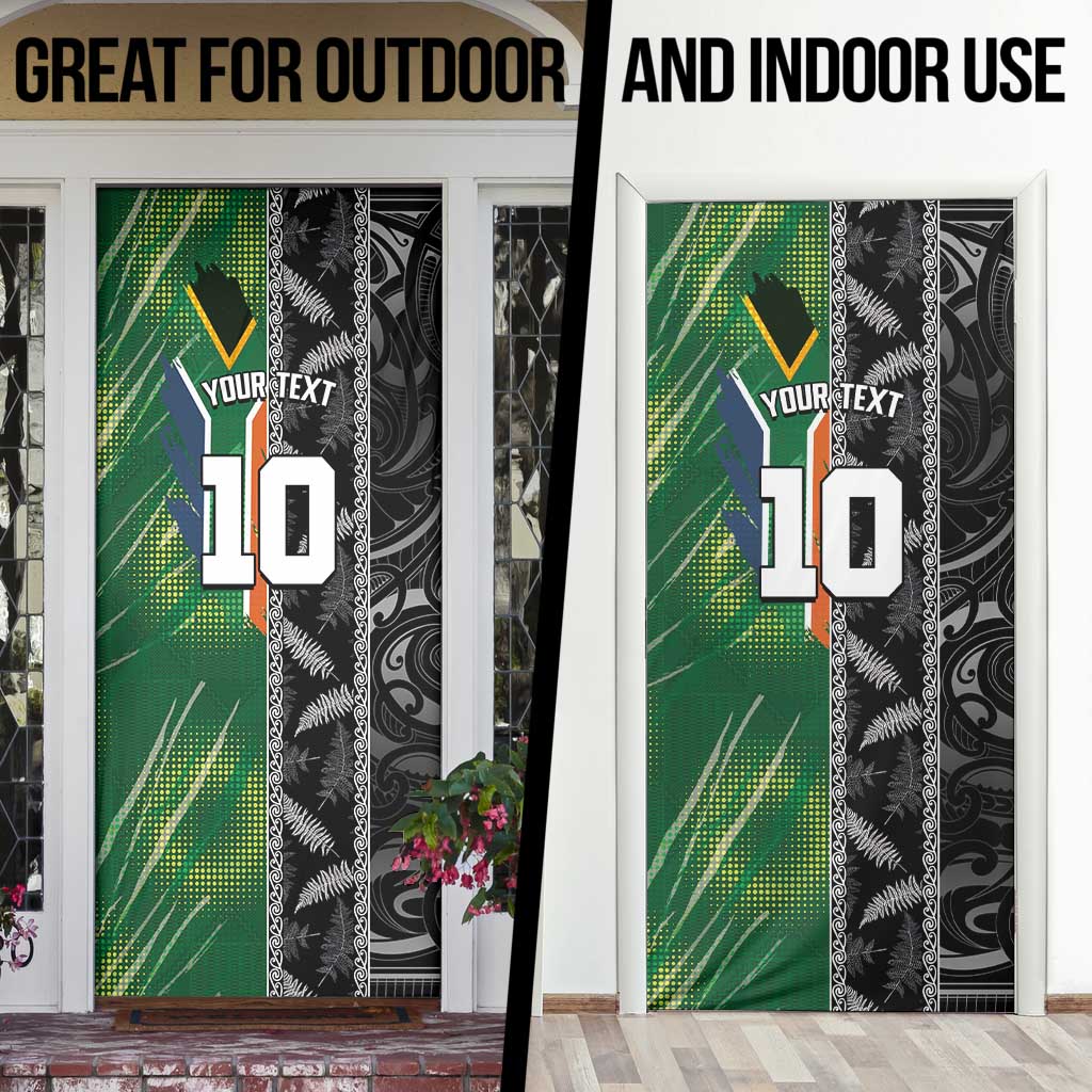 Custom Aotearoa South Africa Rugby Freedom Cup Door Cover Maori Silver Fern Art and Sporty Flag SA - Polynesian Pride