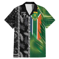 Custom Aotearoa South Africa Rugby Freedom Cup Family Matching Mermaid Dress and Hawaiian Shirt Maori Silver Fern Art and Sporty Flag SA - Polynesian Pride