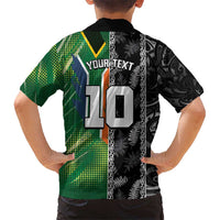 Custom Aotearoa South Africa Rugby Freedom Cup Hawaiian Shirt Maori Silver Fern Art and Sporty Flag SA - Polynesian Pride