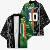 Custom Aotearoa South Africa Rugby Freedom Cup Kimono Maori Silver Fern Art and Sporty Flag SA - Polynesian Pride