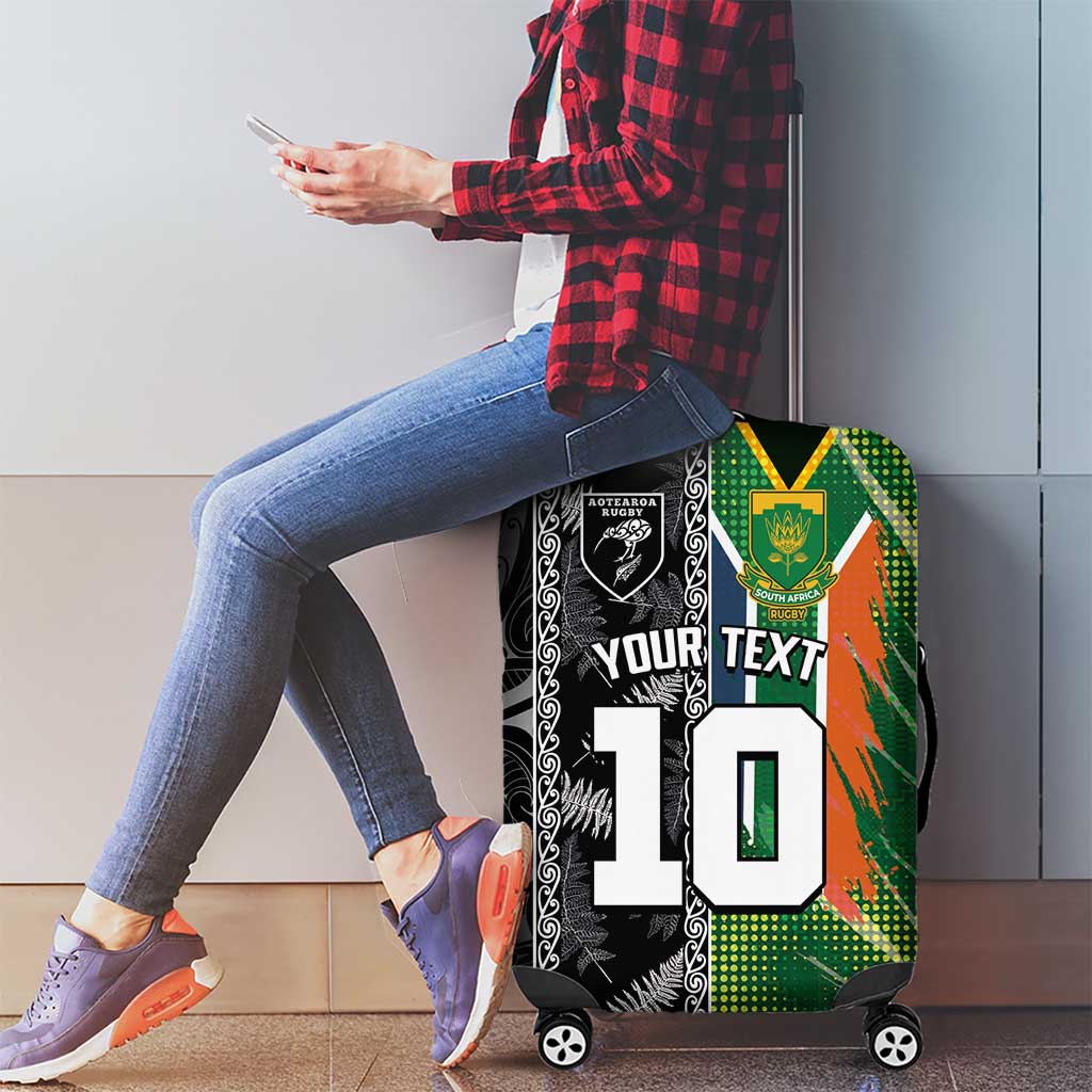 Custom Aotearoa South Africa Rugby Freedom Cup Luggage Cover Maori Silver Fern Art and Sporty Flag SA - Polynesian Pride