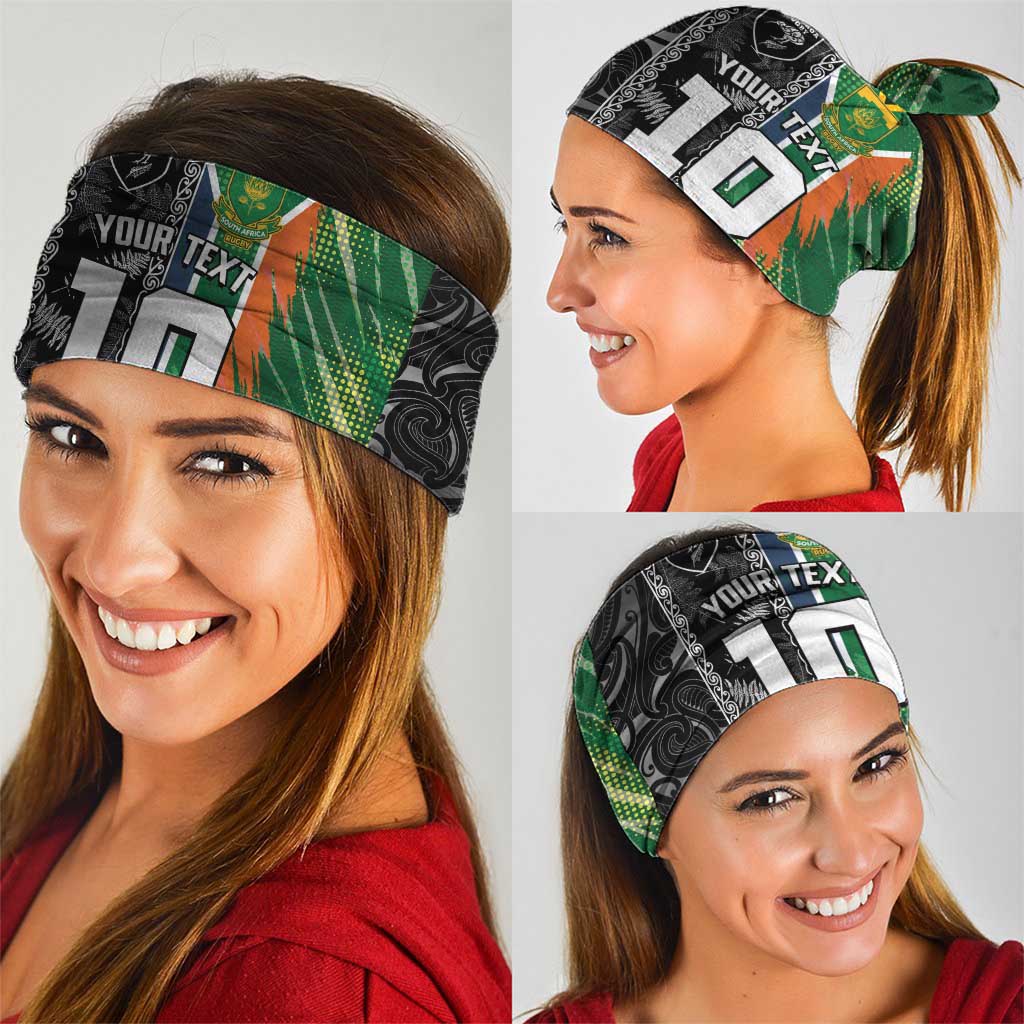 Custom Aotearoa South Africa Rugby Freedom Cup Neck Gaiter Maori Silver Fern Art and Sporty Flag SA - Polynesian Pride