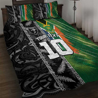 Custom Aotearoa South Africa Rugby Freedom Cup Quilt Bed Set Maori Silver Fern Art and Sporty Flag SA - Polynesian Pride