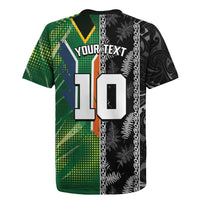 Custom Aotearoa South Africa Rugby Freedom Cup Rugby Jersey Maori Silver Fern Art and Sporty Flag SA - Polynesian Pride