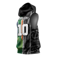 Custom Aotearoa South Africa Rugby Freedom Cup Sleeveless Hoodie Maori Silver Fern Art and Sporty Flag SA - Polynesian Pride