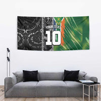 Custom Aotearoa South Africa Rugby Freedom Cup Tapestry Maori Silver Fern Art and Sporty Flag SA - Polynesian Pride