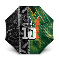 Custom Aotearoa South Africa Rugby Freedom Cup Umbrella Maori Silver Fern Art and Sporty Flag SA - Polynesian Pride