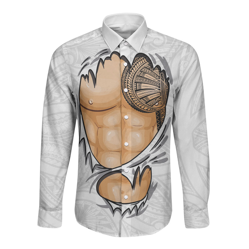 Samoan Tatau Long Sleeve Button Shirt Tattoo Reveal Effect