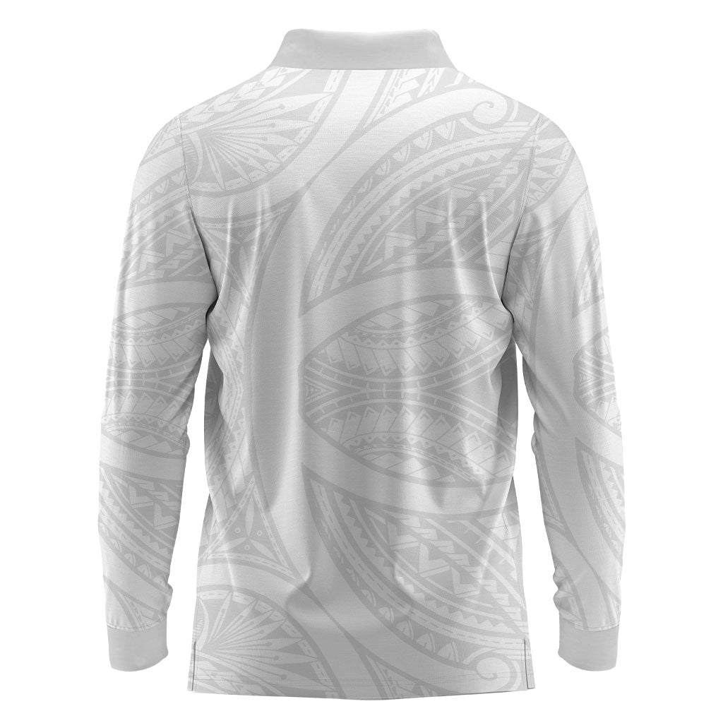 Samoan Tatau Long Sleeve Polo Shirt Tattoo Reveal Effect