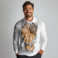 Samoan Tatau Long Sleeve Polo Shirt Tattoo Reveal Effect