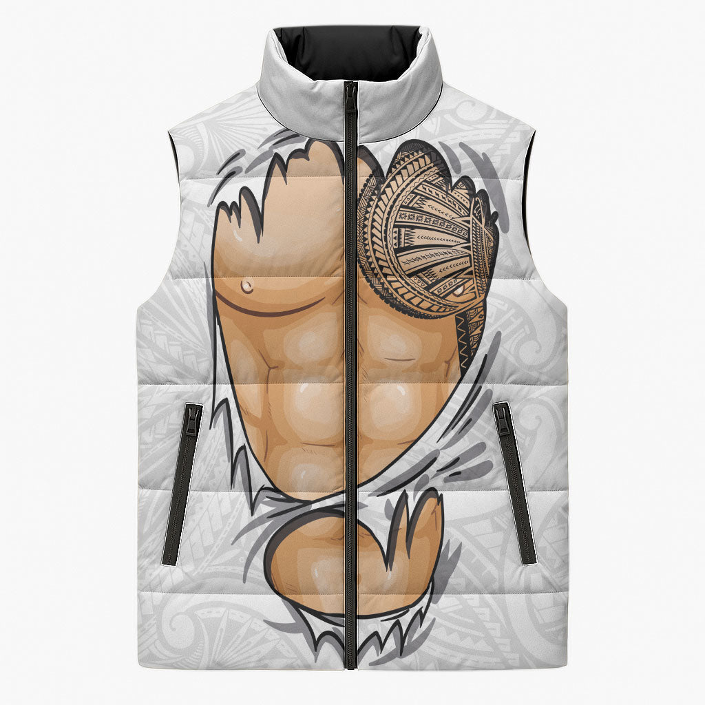 Samoan Tatau Sleeveless Puffer Jacket Tattoo Reveal Effect