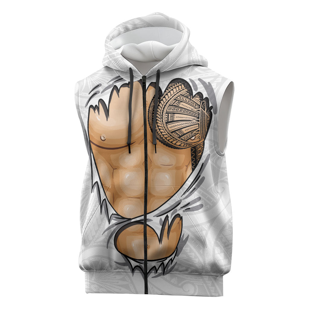 Samoan Tatau Sleeveless Zip Hoodie Tattoo Reveal Effect