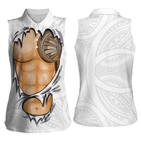 Samoan Tatau Women Sleeveless Polo Shirt Tattoo Reveal Effect