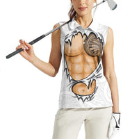 Samoan Tatau Women Sleeveless Polo Shirt Tattoo Reveal Effect