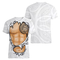 Samoan Tatau Women V-Neck T-Shirt Tattoo Reveal Effect