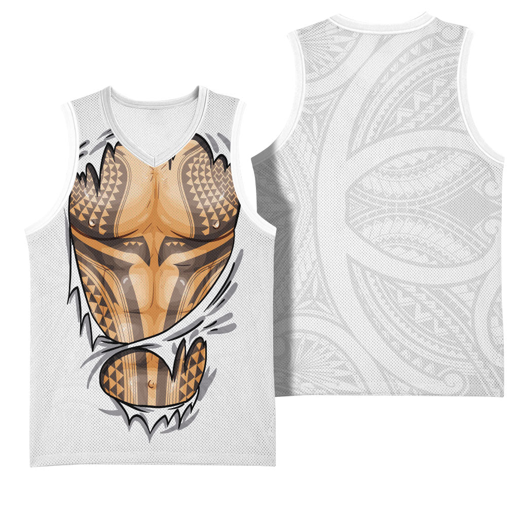 Hawaiian Kakau Basketball Jersey Aquaman Tattoo Reveal Effect