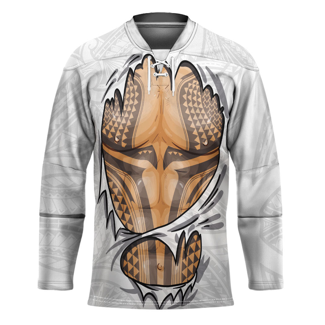 Hawaiian Kakau Hockey Jersey Aquaman Tattoo Reveal Effect