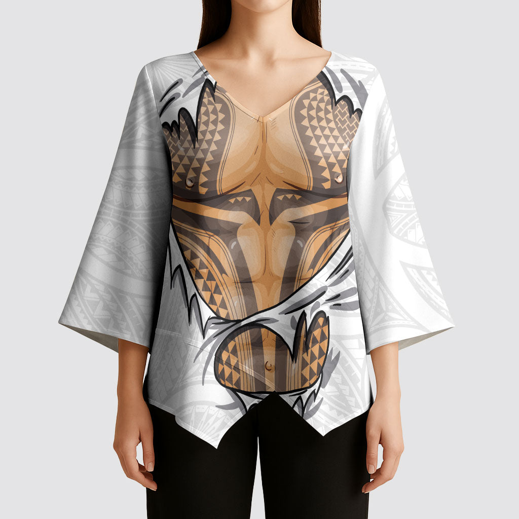 Hawaiian Kakau Kimono Sleeve Blouse Aquaman Tattoo Reveal Effect