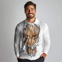 Hawaiian Kakau Long Sleeve Polo Shirt Aquaman Tattoo Reveal Effect