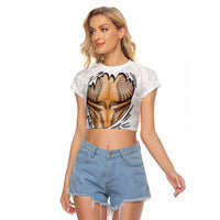 Hawaiian Kakau Raglan Cropped T Shirt Aquaman Tattoo Reveal Effect