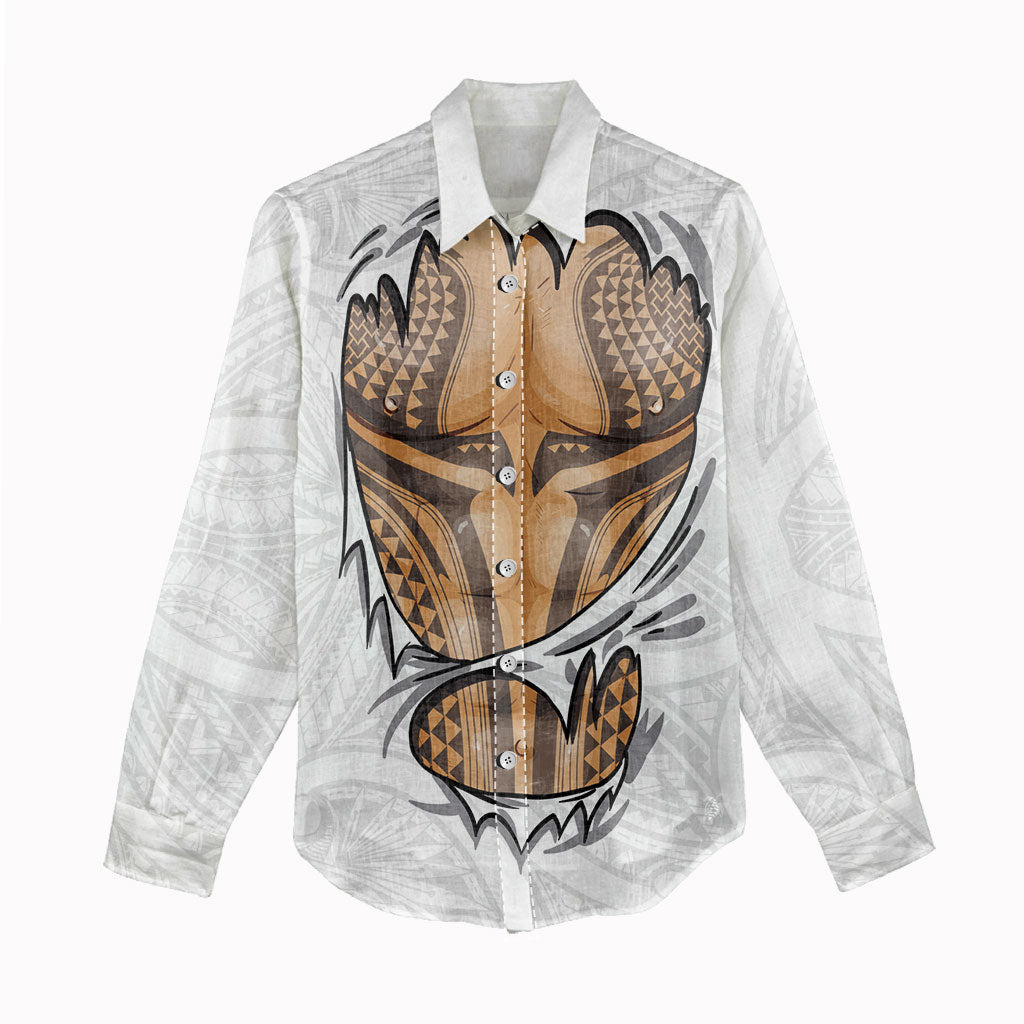 Hawaiian Kakau Women Casual Shirt Aquaman Tattoo Reveal Effect