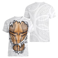 Hawaiian Kakau Women V-Neck T-Shirt Aquaman Tattoo Reveal Effect