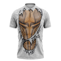 Hawaiian Kakau Zipper Polo Shirt Aquaman Tattoo Reveal Effect