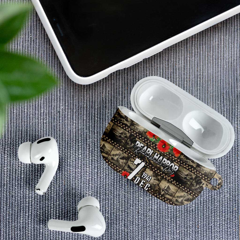 Pearl Harbor Remembrance Day AirPods Case Memories of December 7 with Red Poppy Lei - Polynesian Pride