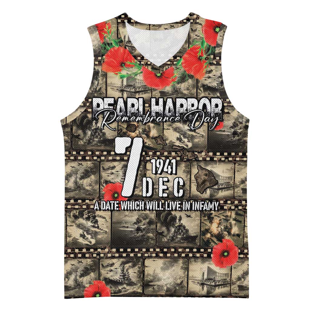 Pearl Harbor Remembrance Day Personalized Basketball Jersey Memories of December 7 with Red Poppy Lei - Polynesian Pride