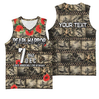 Pearl Harbor Remembrance Day Personalized Basketball Jersey Memories of December 7 with Red Poppy Lei - Polynesian Pride