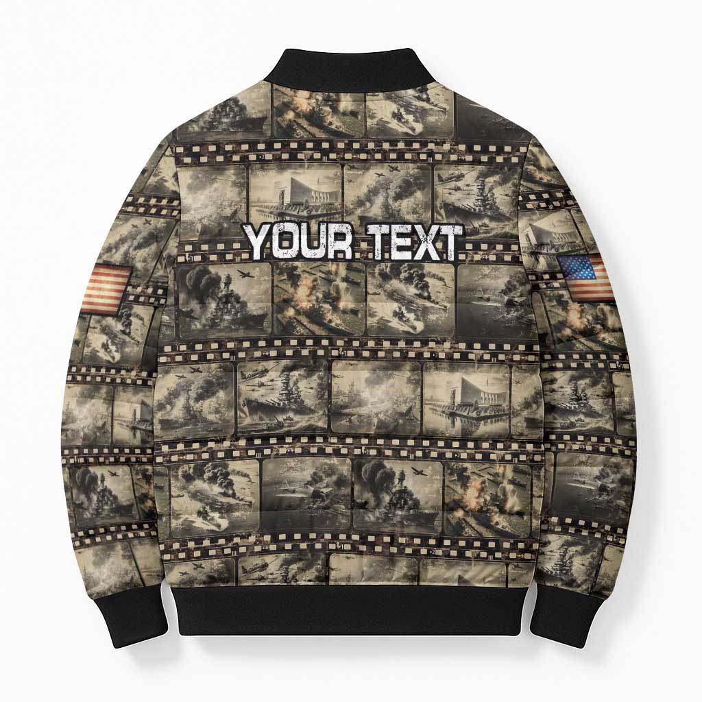 Pearl Harbor Remembrance Day Personalized Bomber Puffer Jacket Memories of December 7 with Red Poppy Lei - Polynesian Pride