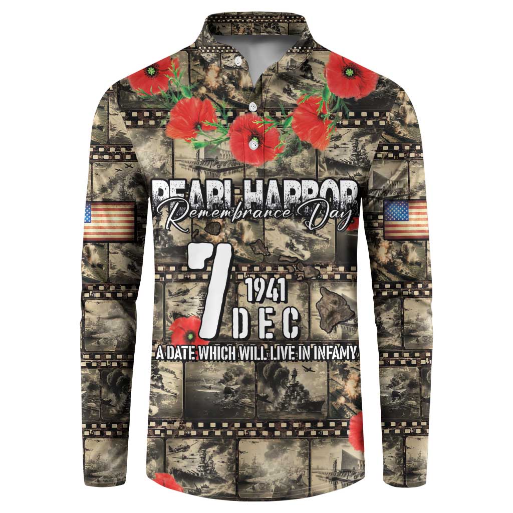 Pearl Harbor Remembrance Day Personalized Button Sweatshirt Memories of December 7 with Red Poppy Lei - Polynesian Pride