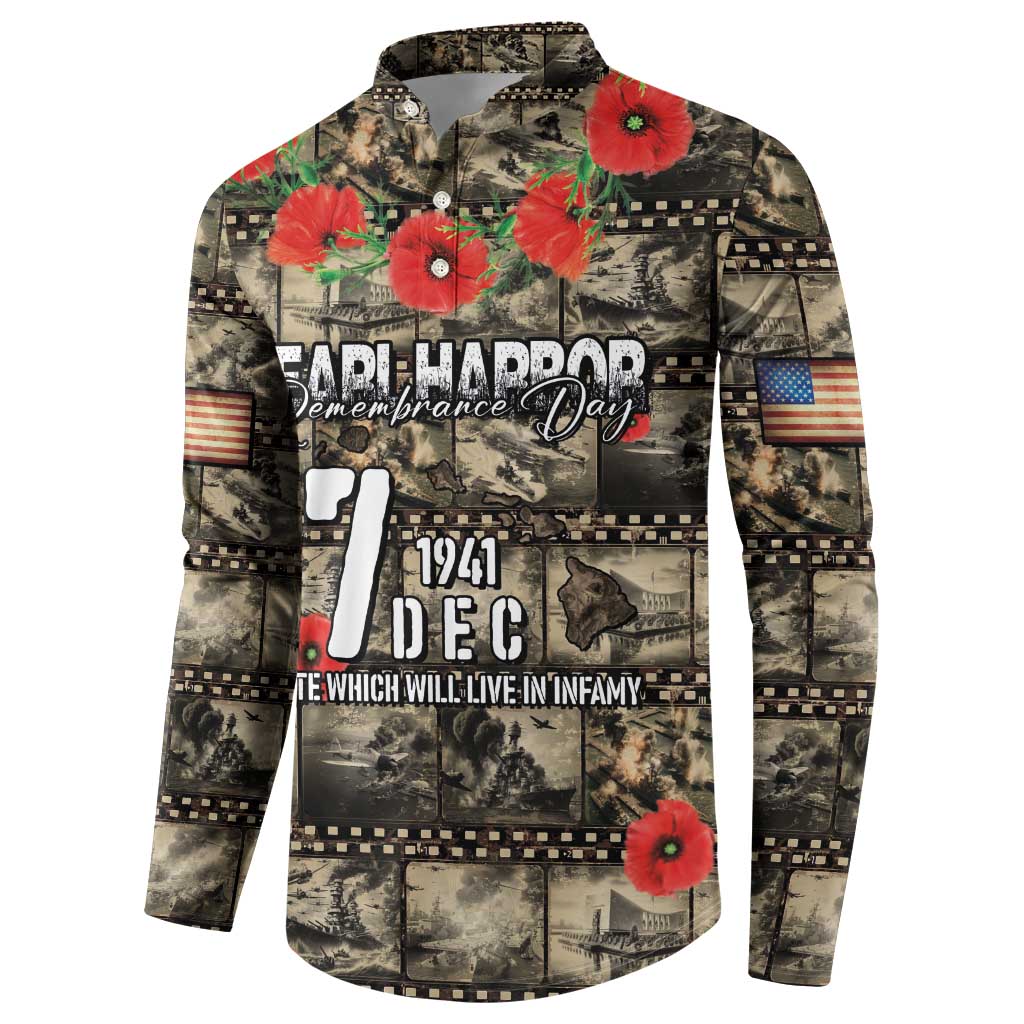 Pearl Harbor Remembrance Day Personalized Button Sweatshirt Memories of December 7 with Red Poppy Lei - Polynesian Pride