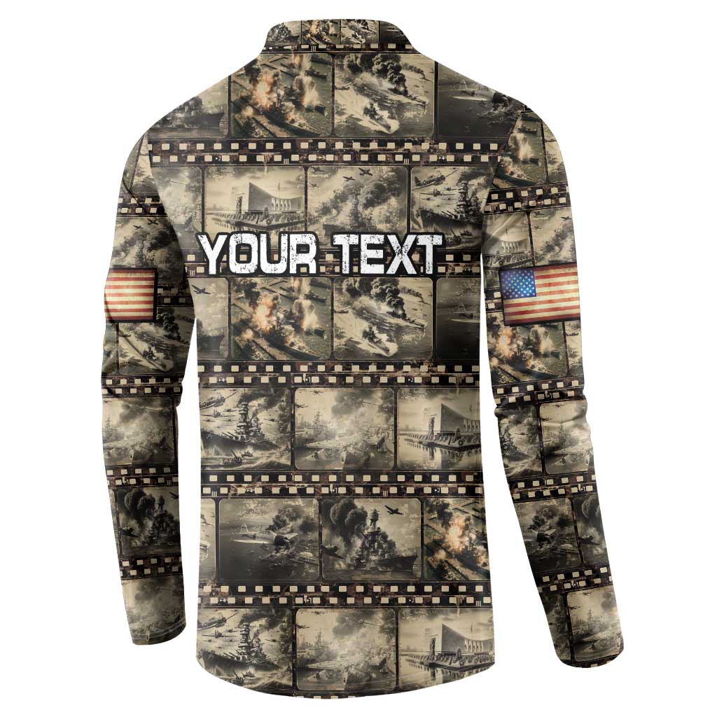 Pearl Harbor Remembrance Day Personalized Button Sweatshirt Memories of December 7 with Red Poppy Lei - Polynesian Pride