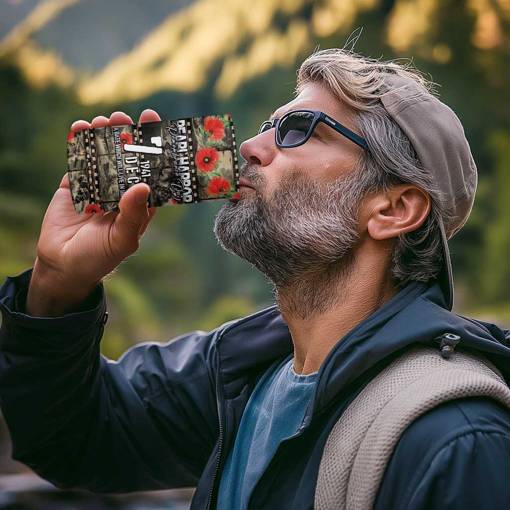Pearl Harbor Remembrance Day Personalized 4 in 1 Can Cooler Tumbler Memories of December 7 with Red Poppy Lei - Polynesian Pride