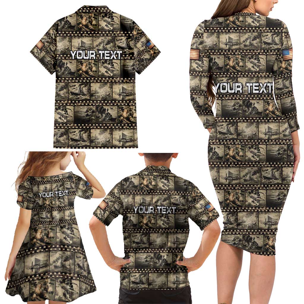 Pearl Harbor Remembrance Day Personalized Family Matching Long Sleeve Bodycon Dress and Hawaiian Shirt Memories of December 7 with Red Poppy Lei - Polynesian Pride