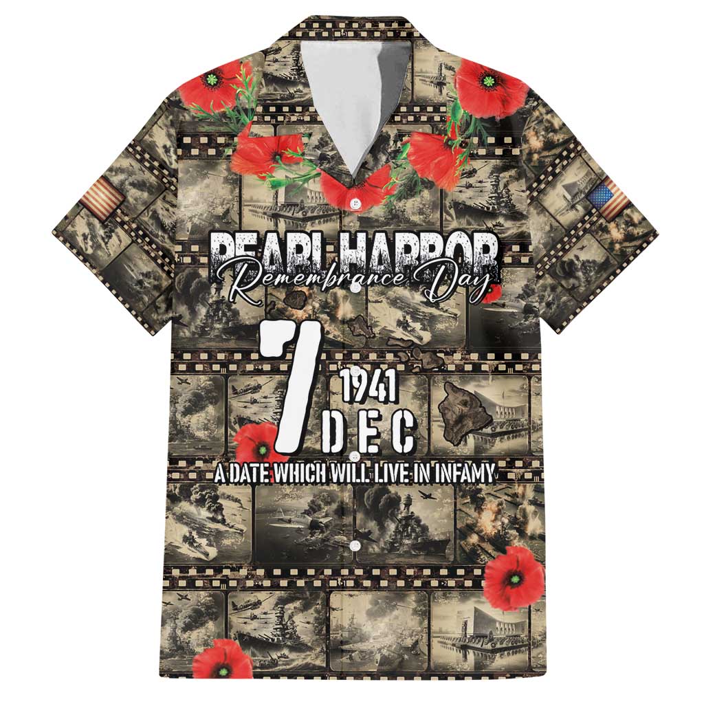 Pearl Harbor Remembrance Day Personalized Family Matching Off Shoulder Maxi Dress and Hawaiian Shirt Memories of December 7 with Red Poppy Lei - Polynesian Pride