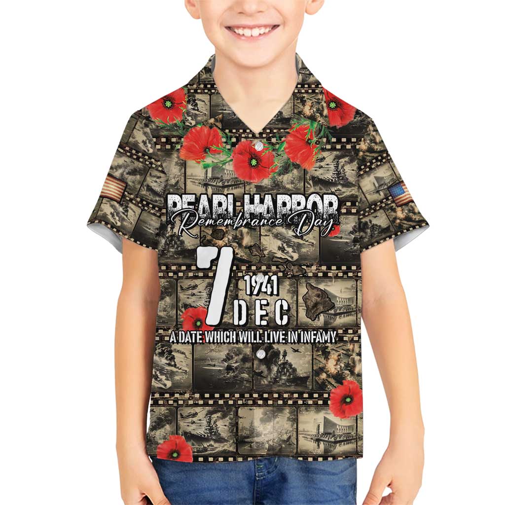Pearl Harbor Remembrance Day Personalized Family Matching Off Shoulder Maxi Dress and Hawaiian Shirt Memories of December 7 with Red Poppy Lei - Polynesian Pride